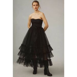 Pilcro Strapless Tulle Lace Midi Dress